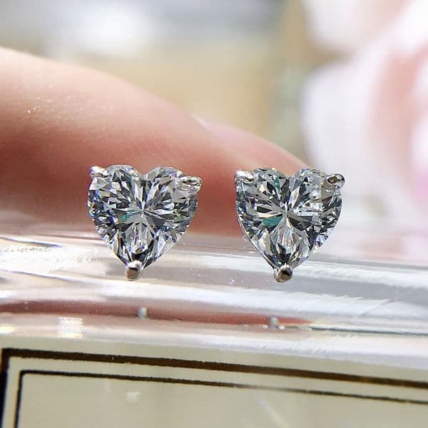 Sterg Sier Moissanite Heart Stud Earrings: Exquisite 2024 Jewelry Gift