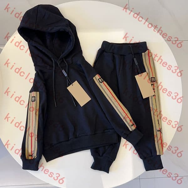 kids designer clothes letter grid children's cardigan long pants long sleeved bottom sweater sports pants set baby two-piece set sweater Hoodie baby boy clothes