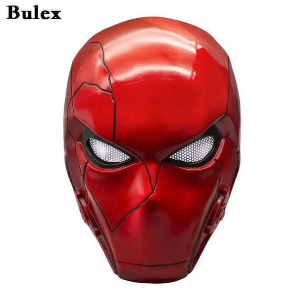 Party Masks Red Hood Mask Movie Anime Full Head Latex/Resin Helmet with Mesh Eye Game Cosplay Halloween Costume Props S249196