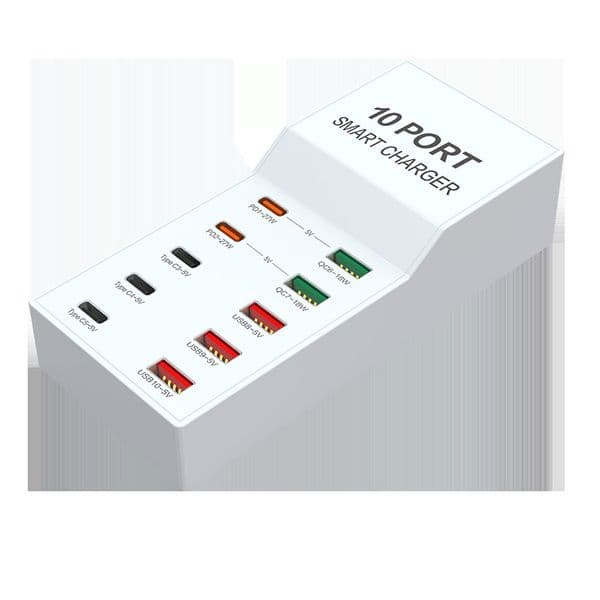 DHCP IN 1 Multi Port Intelligent Charger 72W multi port Type-C charger, high-power USB mobile phone tablet 10 hole charger