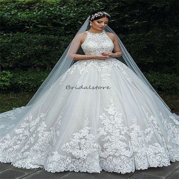Exquisite Ball Gown Sparkly Wedding Dresses 2025 Great Gatsby Appliques Lace Bride Dress Country Backless Custom Robe De Mariee Female Vestido De Casamento