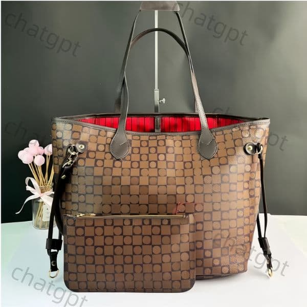10A Top quality neverfulls Womens crossbody shoulder bagdesigner handbag high capacity shopping bag leather chain bag tote 2PCs with Coin Purse bag wallet