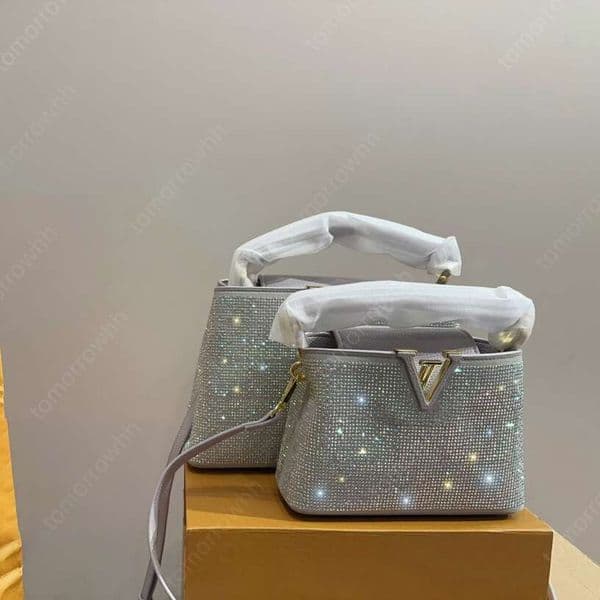 Dia Women Shoulder Bag New Crystal Handbags Fashion Underarm Purses Totes Bg Nylon Classic Shiny Handbag Zipper Bags