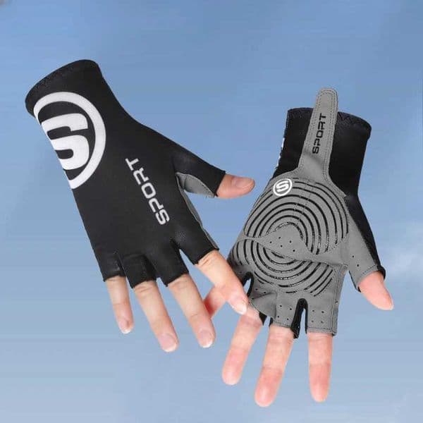 Non slip breathable sun resistant half finger bicycle gloves non slip bicycle fabric finger gloves CL240920