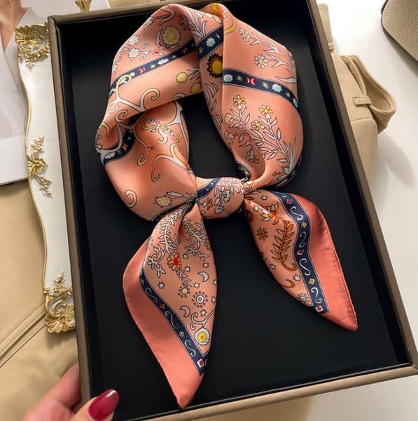 20style Square Silk Scarf Women Luxury Neck Tie Female Shawl Wraps Headkerchief Hijab Bandana Fashion Classic Square Headscarf Size 70 X 70 Cm L260518