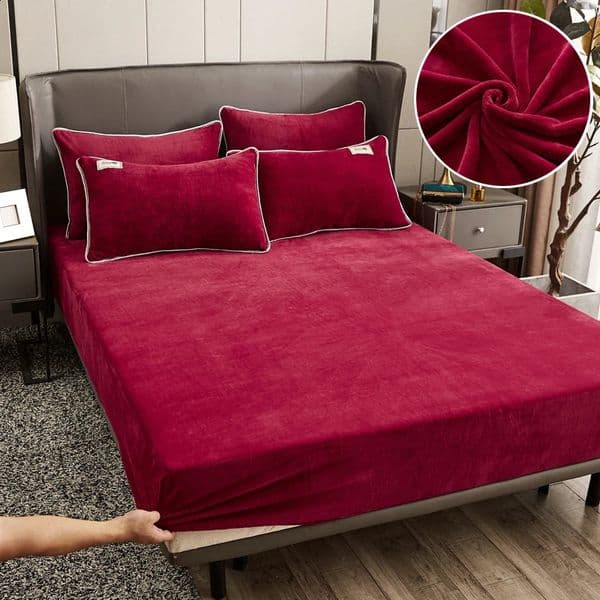 Sheet WOSTAR Warm Winter Fold Fit Bed Sheet Elastic Mattress Covered Fluffy Coral Velvet Bed Linen Twin Velvet Protector 240918