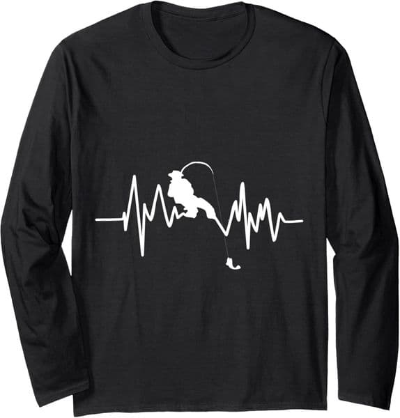 Long Sleeve Shirts for Men sweatshirt Funny Fishing Heartbeat Cool Fisherman Fish Gift Long Sleeve Tee Streetwear Casual tops clothes