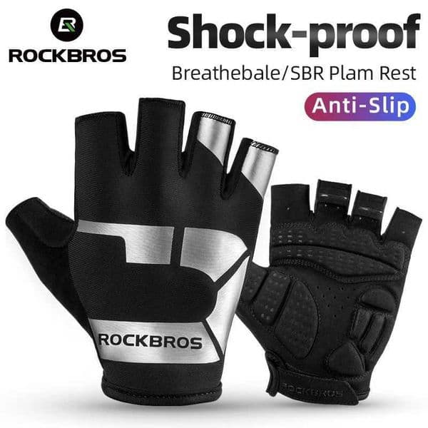Rockbros Bicycle Gloves Half Finger Breathable Shockproof MTB Road Bike Gloves Mens Sports Fitness Running CL240920