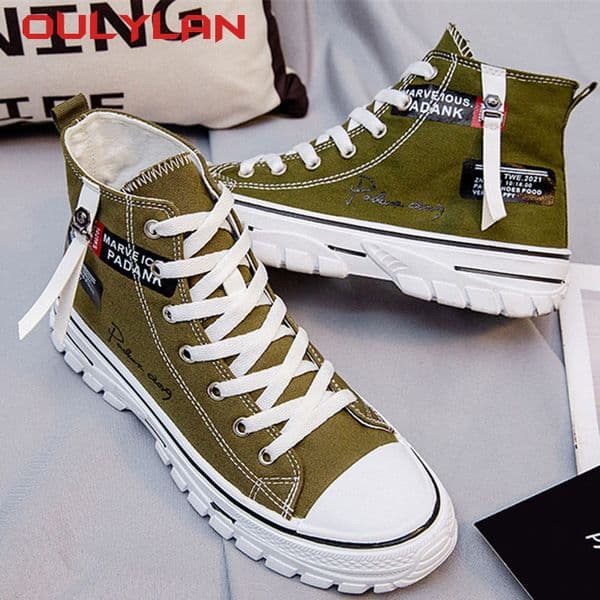 Men's Breathable High Top Canvas Shoes: Stylish, Non-Slip, Wear-Resistant, 2024 Trendy Student Footwear