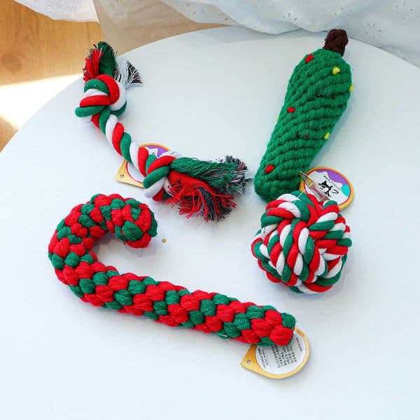 Dog Toys & Chews Pet dog toy supplies knot toys chew resistant toys fruit Christmas knot toys dog toys collection