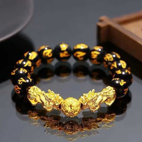 Feng Shui Mens Lucky Prayer Beads Bracelet for Men Women Wristband Gold Color Pixiu Wealth and Good Luck Changing BraceletsX240921