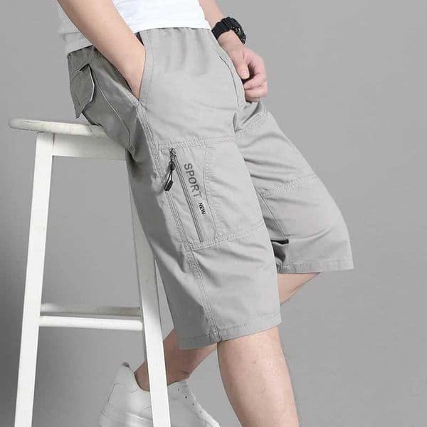 Large Size Cargo Shorts Mens Casual Knee Pants Zipper Pocket Summer Cotton Shorts Running Jogger Shorts Elastic WaistX240921