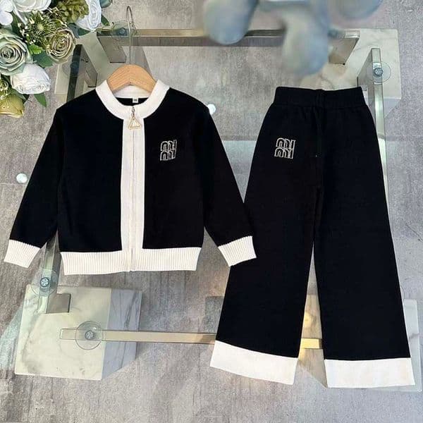 Kids Set Designer Girls Two Piece Luxury Baby Knited Coat Pants Suits Children Clothing Sets -20 Hand Woven Child Sweater Outfits