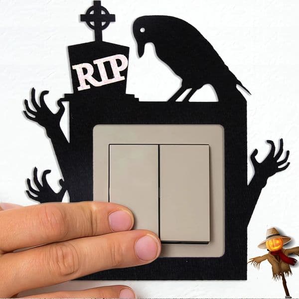 8 pieces of light switch stickers for DIY room wall decoration different Halloween graphics cartoon PVC bedroom home 240919