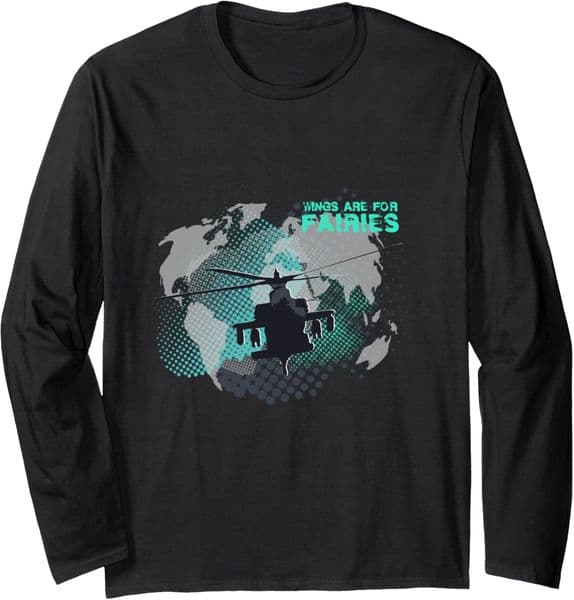 Long Sleeve Shirts for Men sweatshirt Wings Are For Fairies Helicopter Flying Pilot Long Sleeve Tee Streetwear Casual tops clothes