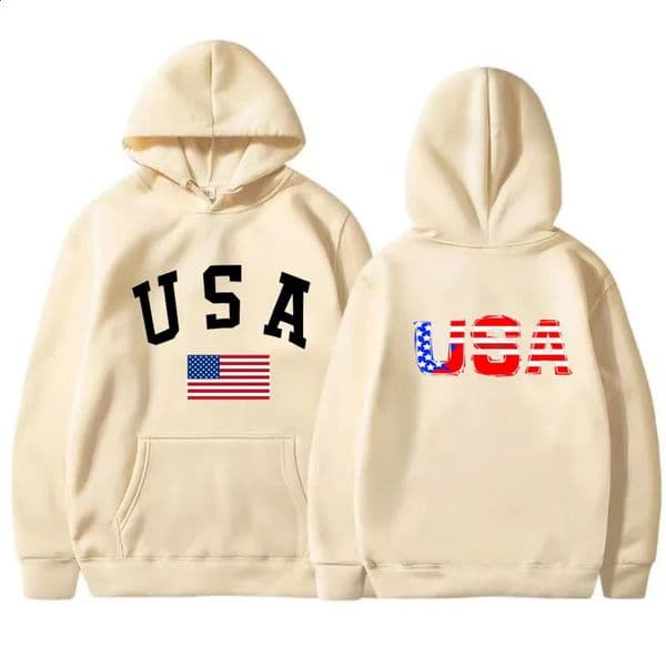 Mens Female Hoodie Harajuku USA pattern Y2K Street Fashion Trend Spring Autumn Fleece Top Unisex Clothing 240910