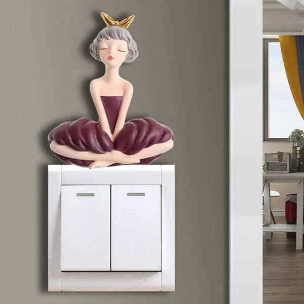 Girl 3D Cartoon Resin Wallpaper Switch Stickers Living Room Doorbell Creative Home Decoration Accessories 240919