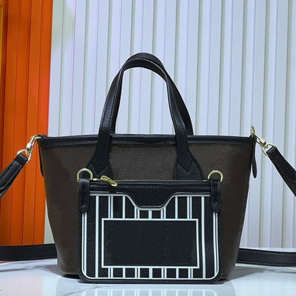 Latest Inside Out Shoulder Bag Luxury Designer Coated Canvas Grained Leather Tote Bag Golden Hardware Removable Zipped Pouch Handbag Women Laptop Crossbody Bag