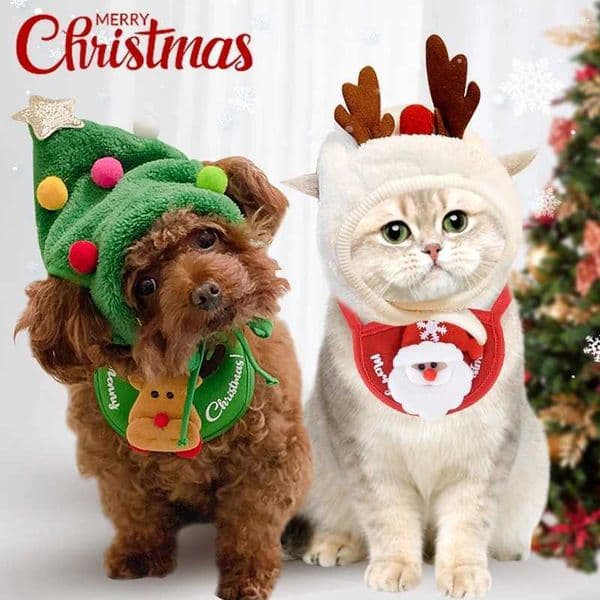 Dog Cat Christmas Hat Pets Clothes Bibs Puppy Cap Costume Accessories Navidad Xmas Home Decoration 2024 New Year Gift Bandana Y240921