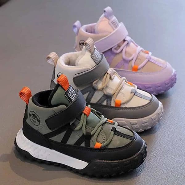Childrens sports shoes autumn and winter boys girls plush cashmere warm lining casual Studnet teenagers running apartments 240914
