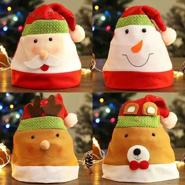 Christmas Hat Thickened Warm Santa Claus Red Xmas Hats Cap Merry Christmas New Year Party Decoration Y240921