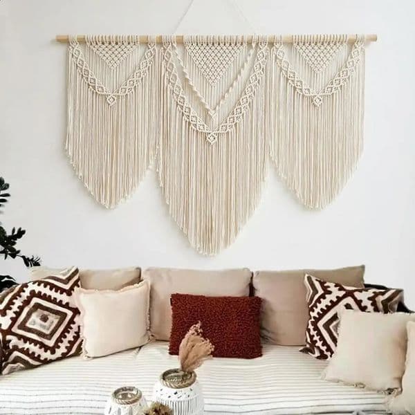 Large wall mounted Macrame tape home decoration curtains hand woven Bohemian cotton wedding background 240919