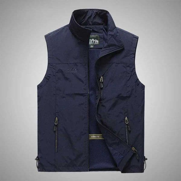 New mens waist jacket for spring 2024 outdoor casual solid color vest for young middle-aged and elderly photography fishing casual vest jacket W240923
