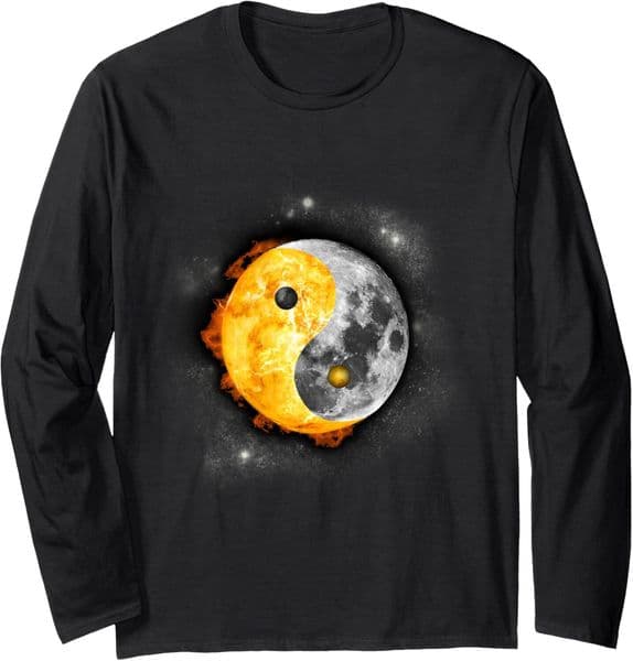 Long Sleeve Shirts for Men sweatshirt Yin Yang Total Solar Eclipse Gift Long Sleeve Tee Streetwear Casual tops clothes