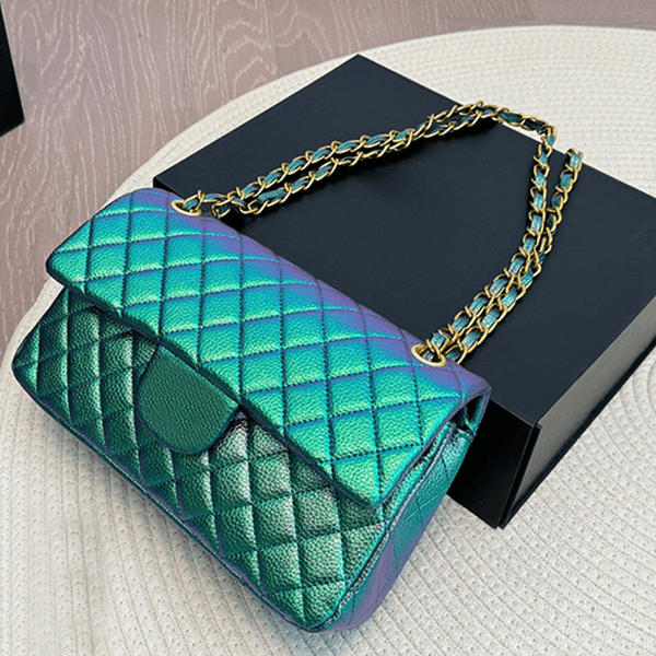 Fashion handbag classic chain bag designer bag vintage flip bag diamond pattern bag metal lettering logo gradient christmas gift bag high quality leather bag