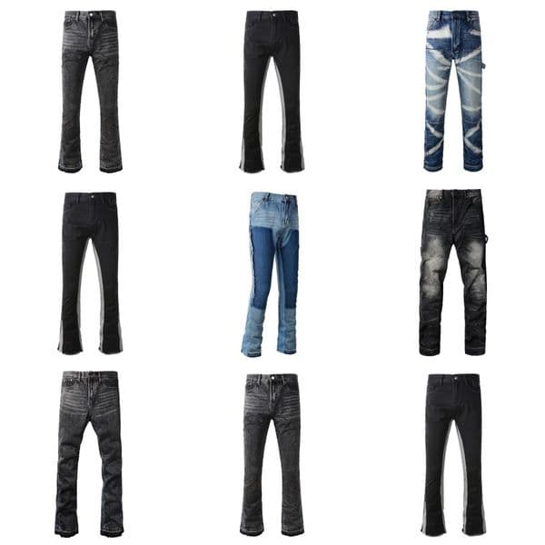 Mens Designer Jeans for mens Pants Man Black Skinny Rip White Patch Denim Biker Embroider Long Pants Flare Jeans baggy Zipper Hole Skinny Jeans Designer Jeans Men