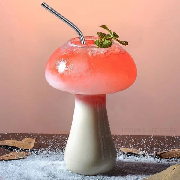 Mushroom Cocktail Glass Cup with Straw For drinks Beer Creative Clear Wine Glasses Coffee Cups Drinkware Bar Tool 240923