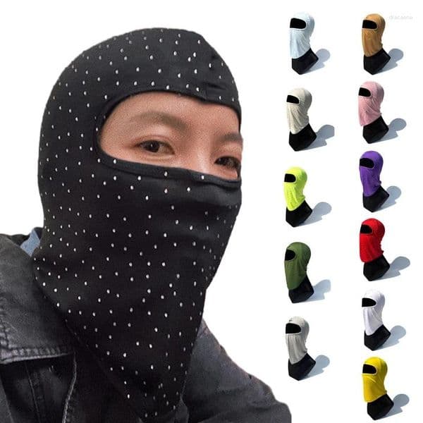 Berets Cycling Motorcycle Full Face Mask Shiny For Rhinestone Sun Hood Balaclava Ne N7YD
