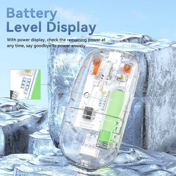 Rechargeable Transparent Bluetooth Silent Tablet Notebook Office Home 2.4G Wireless Gaming Mouse Battery Level Display