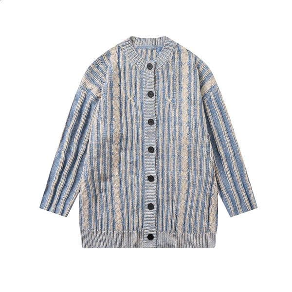 NXXTRESS MenWoman Retro Color Block Round Neck Button Sweater Autumn Winter Casual Knitted Shirt Cotton Cardigan 240918