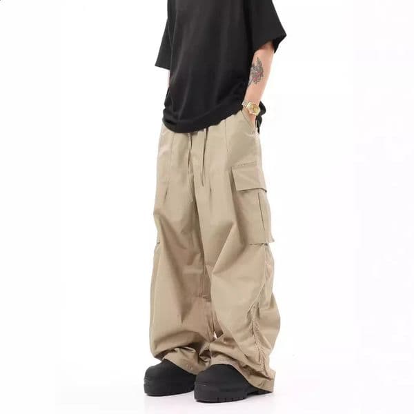 Vintage American Style Loose-fit Casual Pants Hip Hop Khaki Cargo Pants Trendy Upscale Fashion For Men Women 240923