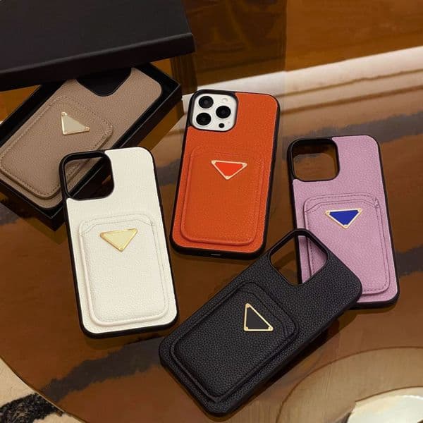 Classic Designer Caviar Phone Cases With Card Holder For iPhone 16 15 14 13 12 11 Pro Max 16Pro 16Plus 15Pro 15ProMax 14ProMax Mens Womens Premium Leather Phone Cover