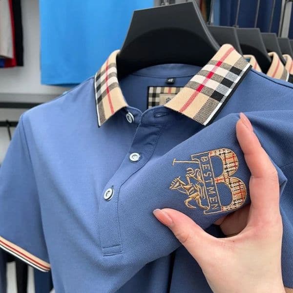 High end short sleeve mens breathable cotton POLO shirt summer fashion B letter embroidered soft golf cool casual Tshirt 240912