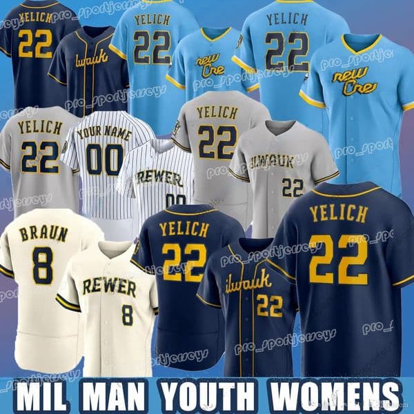 Milwaukee Christian Yelich Brewer Baseball Jersey Jackson Chourio Adames Hoby Milner William Contreras Brice Perkins Mitchell Frelick Turang Men Women Youth