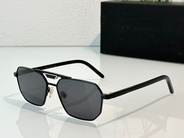 Men Black Geometric Sunglasses Dark Grey Lenses 58Y Stylish Glasses Summer Sunglasses UV400 Eye Protection with Case