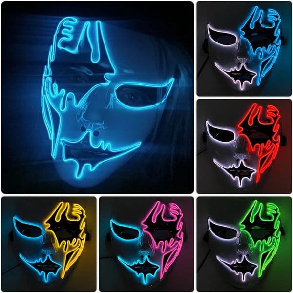 Neon lights LED masks Halloween horror roleplaying party costumes carnival glow props 240923