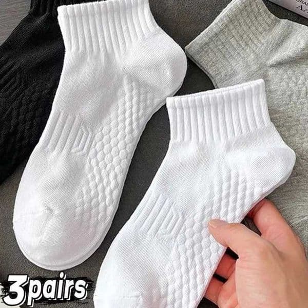 3Pairs Soft Men Black White Warm Cotton Socks Set Autumn Winter Male Solid Color Breathable Business Sport Short Socks For MenX240923