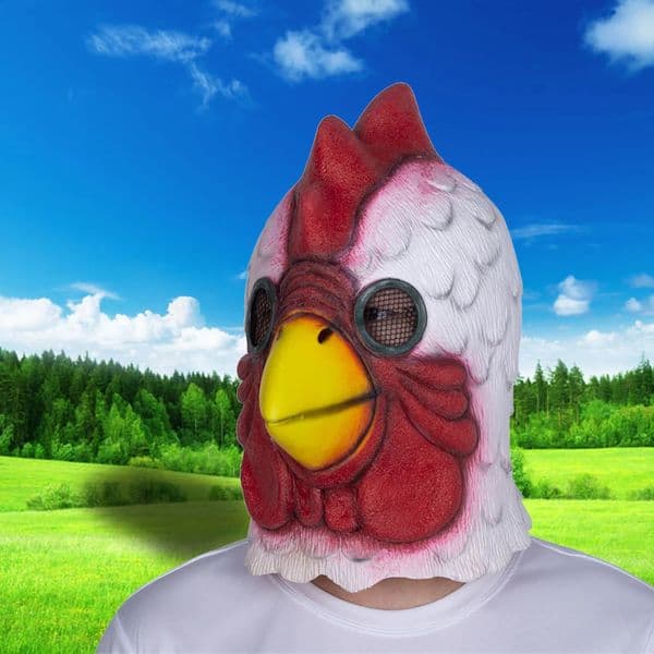 Halloween White Latex Rooster Mask Adult Richard line Miami Game Prop Role Playing Animal Crazy 240923