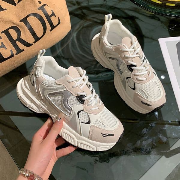 Casual Shoes Dad shoes womens 2024 new thick soled height increasing womens shoes spring and autumn durable sports shoes versatile round toe single shoes for women