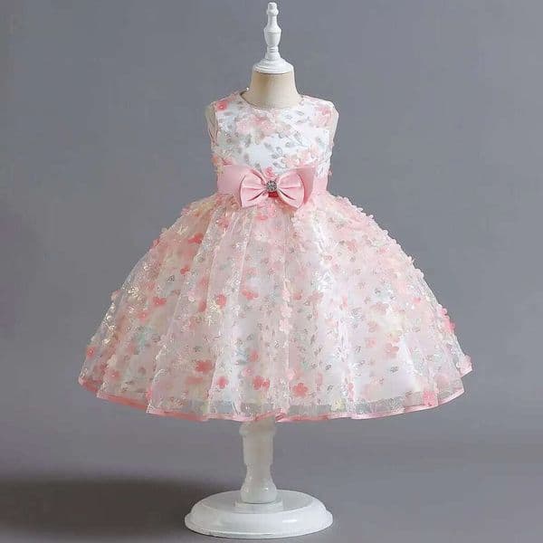 R&W Pink wer Appliques sequined handmade Ball Gown Ruffles Tulle Pageant Dresses for Girls baby Wedding crystal beaded Birthday Gowns