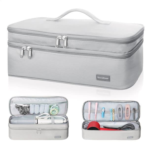 Double layered travel carrying case onestep hair dryer capacity air brush accessory storage bag portable organizer 240724