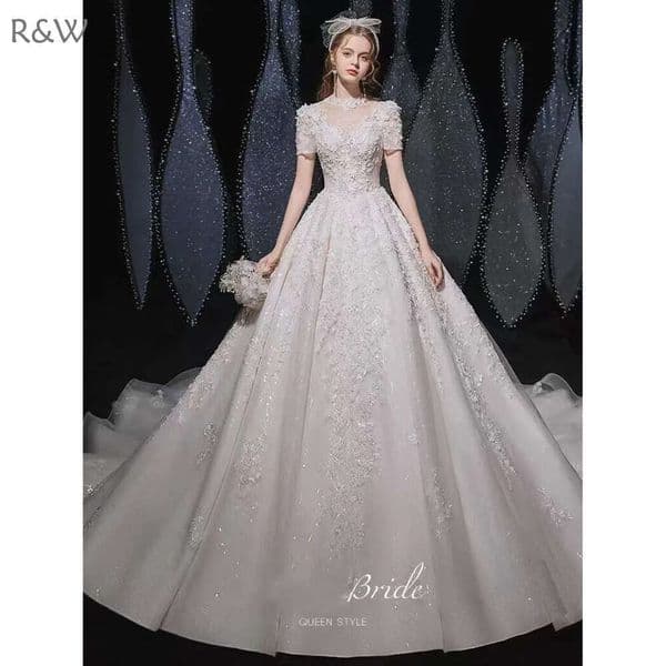 R&W Plus Size a Wedding Dresses lace wers Bridal Gown V Neck Beads Appliqued Lace Beach Custom Made Sweep Train Boho Chic A e beach Vestidos De Novia 2023