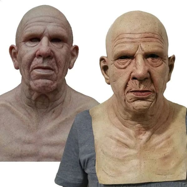 Latex Grandpa Bald Mask Perfect Halloween Party Costume ! Funny bald grandpa wig 240923