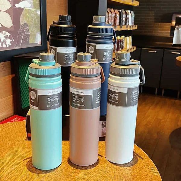 Insulated cup handheld large capacity sports water bottle kettle portable stainless steel water cup for cars X250321