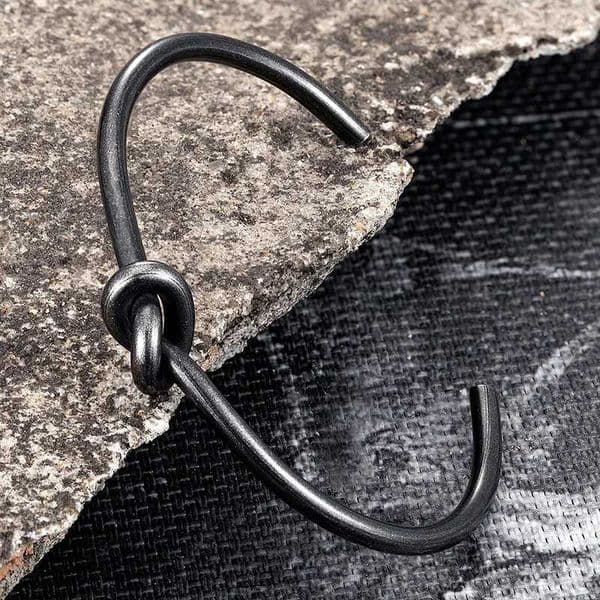 MKENDN Punk Round Circular Open Knot Cuff Bangle Bracelets For Men Women Vintage Black Stainless Steel Jewelry Armband PulseirasX240925