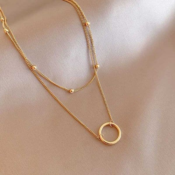 INS Exquisite 304 Stainless Steel Cross Layered Necklace Gold Plated Women Simplicity Ring Pendant Neck Jewelry DecorationX240924